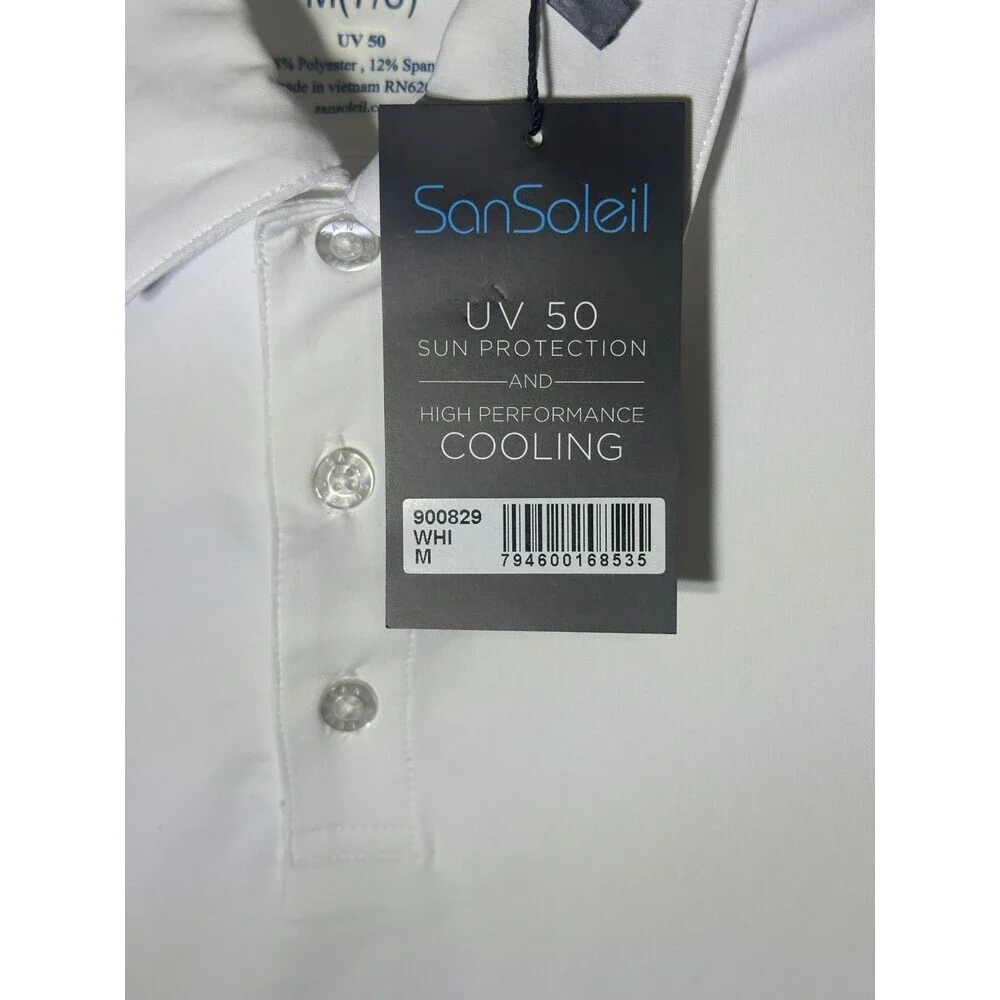 SanSoleil UV 50+ Cooling Sun Protection Long Sleeve White Shirt Size Youth M 7/8